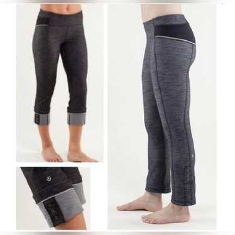 Lululemon Ride On Crop Cycling Pant in Deep Indigo Denim Luon - Size 10